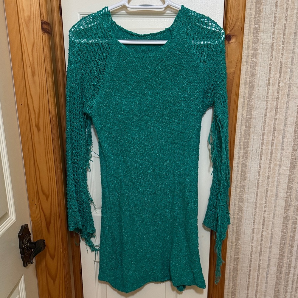 Teal Knit Long Sleeve Dress
